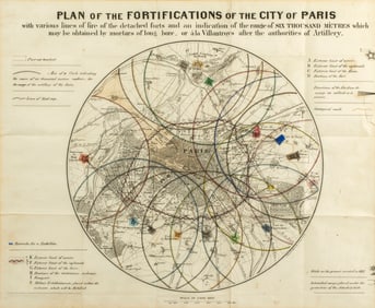 Paris "July Monarchy" Fortifications Map, 1844