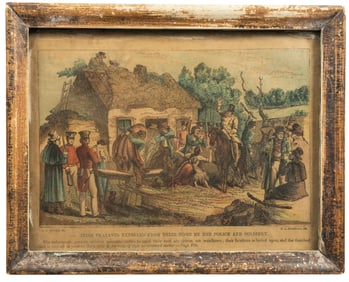 Irish Famine, Eviction, Antique Color Lithograph