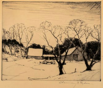 Chauncey Foster Ryder (1868-1949) Farmyard in Winter