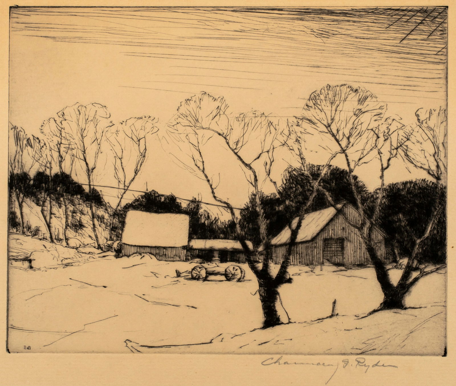 Chauncey Foster Ryder (1868-1949) Farmyard in Winter (1 of 5)