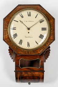 An English Brass Inlaid Fusee Wall Clock