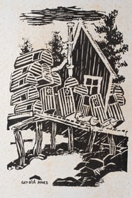 Gerald Ames (1907-1993) Port Clyede, Maine, Lobster Pots, Woodblock