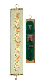 An Antique Lock Set and Embroidered Butlers Pull