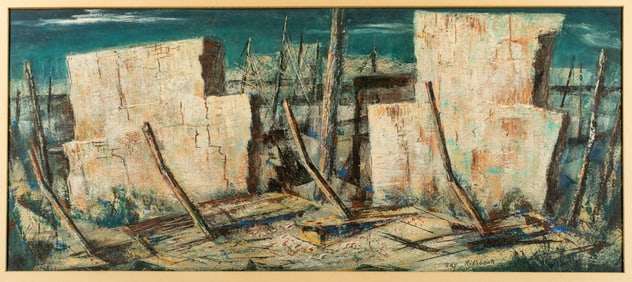 Ray Ridabock (1904-1970) Wreckage Across Landscape, c.1955
