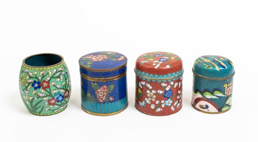 Four Small Early 20th Century Chinese Cloisonne Jars, 3"