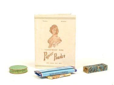 Miscellaneous Desk Lot -- Gold Pen Nib, Perfume Papers