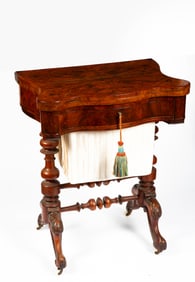 A Victorian Burled Wood Sow Belly Games Table - See Added Condition Photos