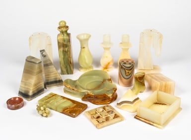 A Collection of Vintage Onyx Objet d'Art from Around the World