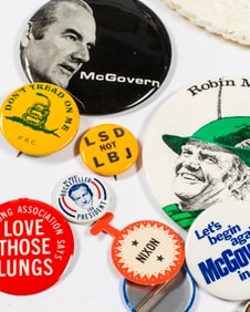 A Collection of Political Campaign Buttons, Mostly 1960's/1970's