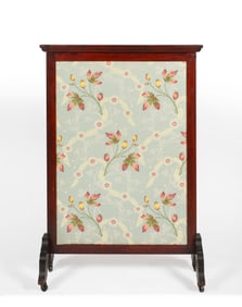 A Regency Style Embroidered Needlepoint Fireplace Screen