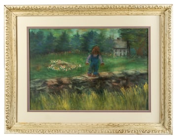 Christopher Schink (b.1936) Landscape with Scarecrow