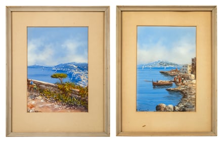 Two Italian Coastal Landscapes, Capri, Bay of Naples, Ettore Gianni (1877-)