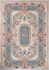 An Aubusson Style Silk Needlework Rug
