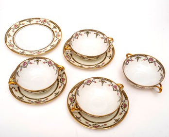 A Set of Limoges Porcelain Bouillon Cups