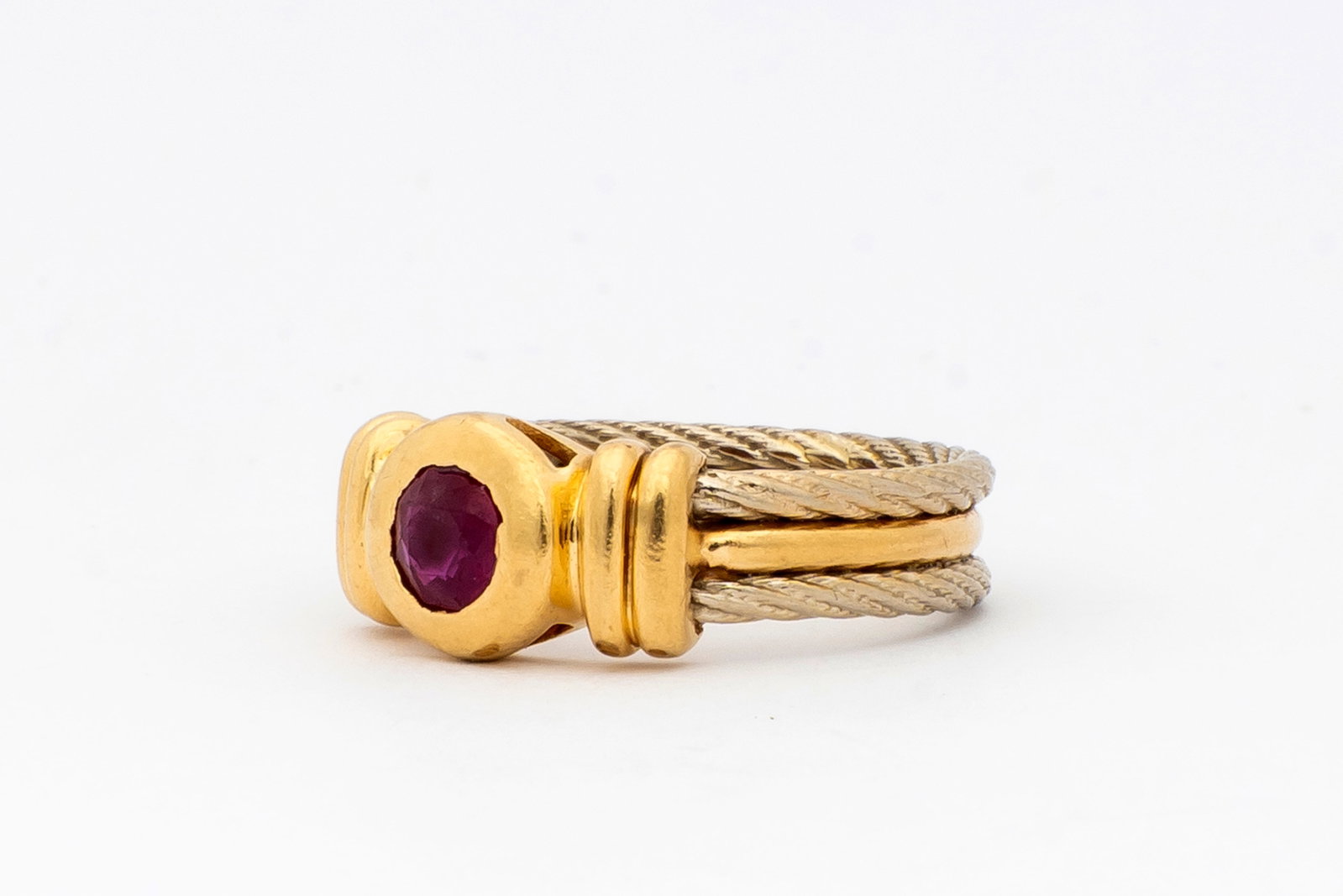A Two Tone 14K Gold Ruby Ring - 2