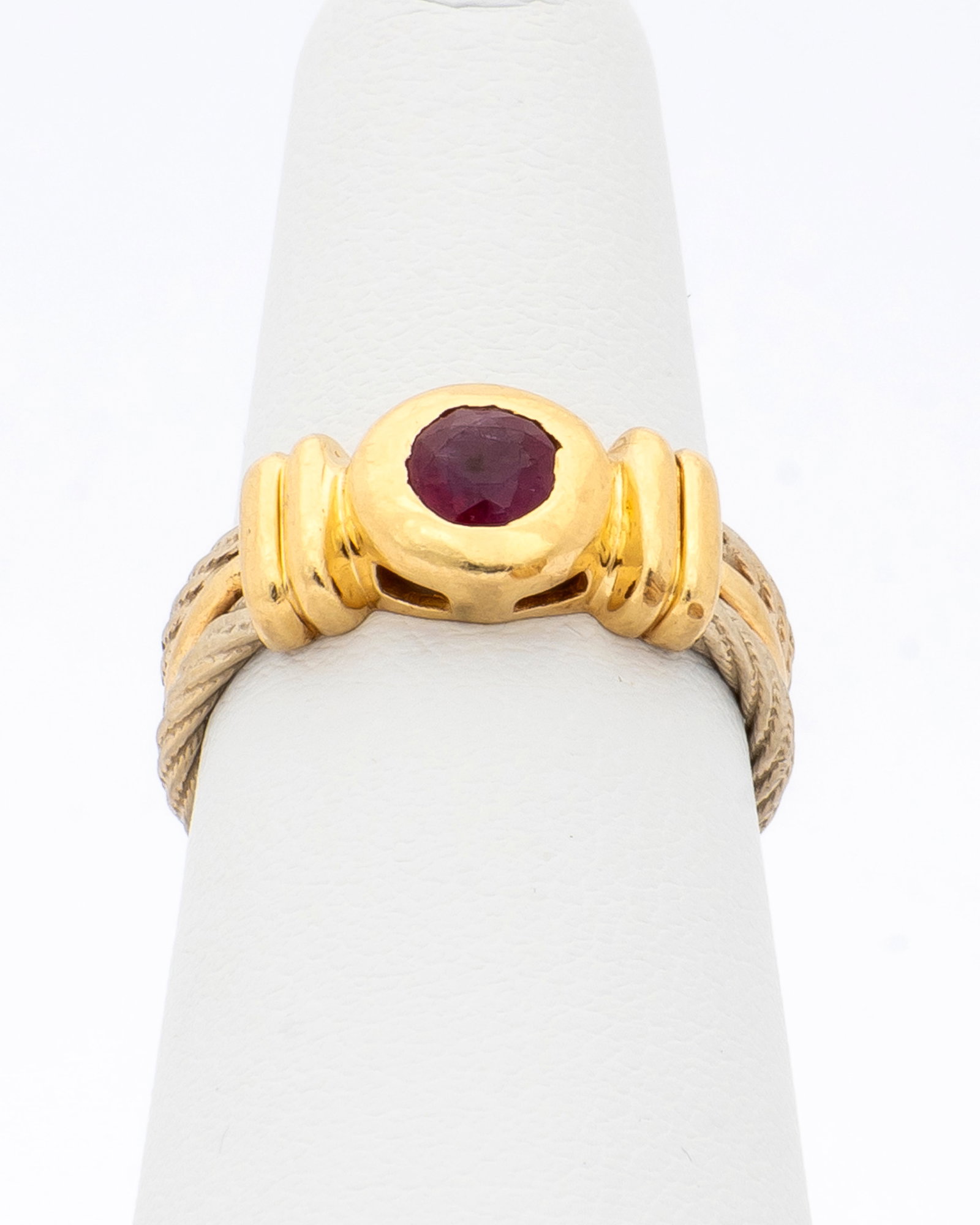 A Two Tone 14K Gold Ruby Ring - 3