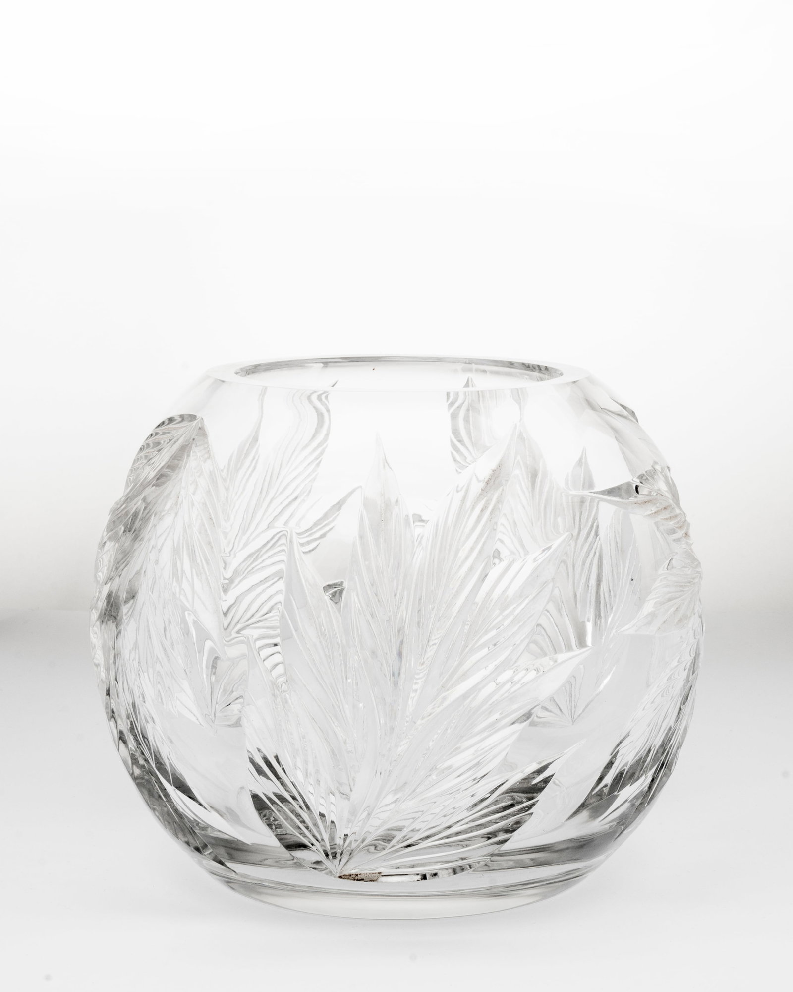A Tiffany & Co and Emil Brost Crystal Bowl, 1995: Marked on the underside, Tiffany and Co. / E. Borst 1995. Height 7 3/4", diameter of opening 5", width 9 1/2".