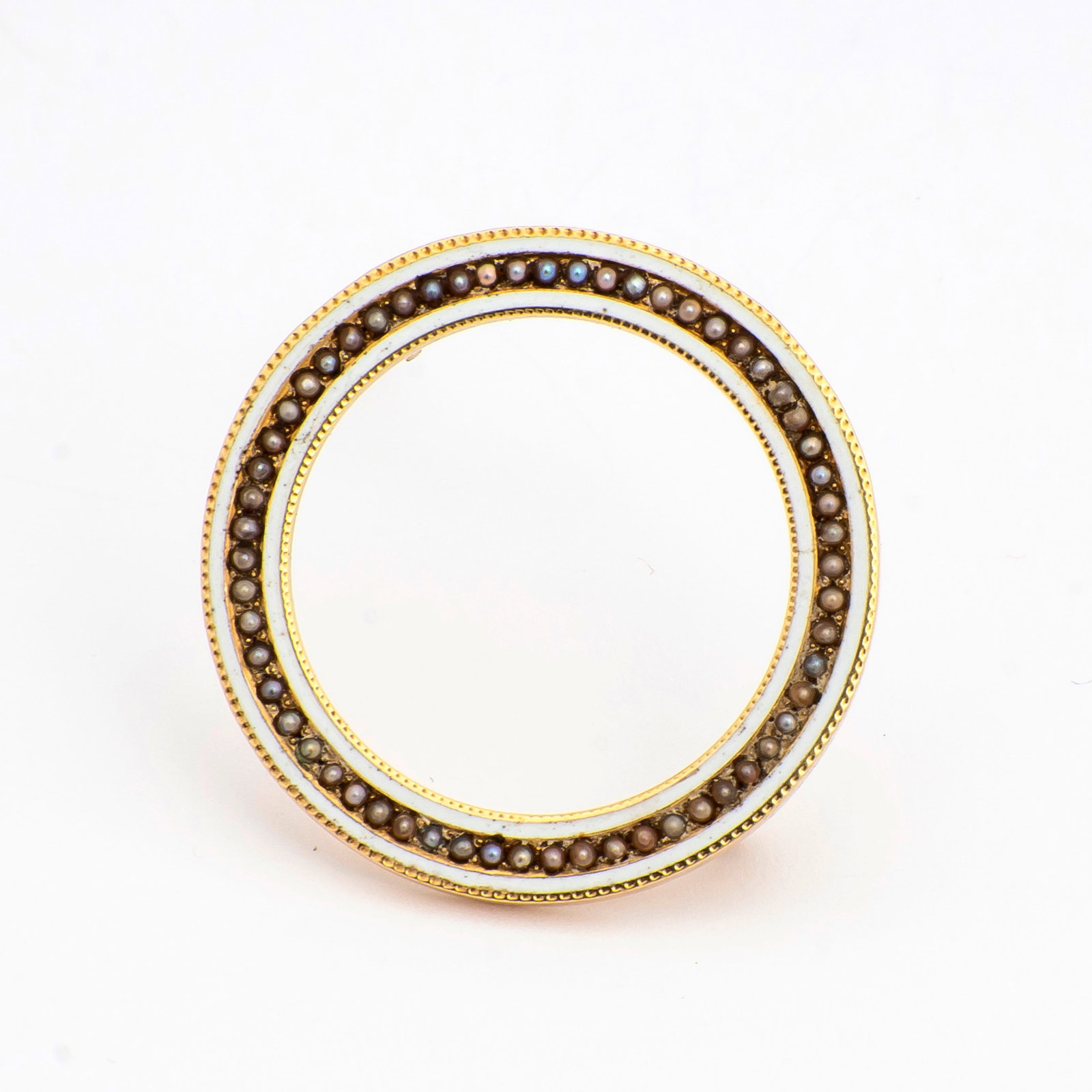 An Antique 14K Gold, Enamel and Seed Pearl Brooch (1 of 10)