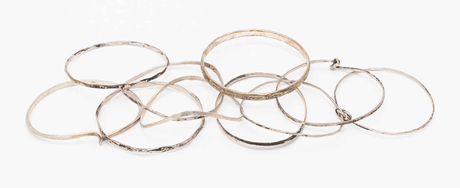 Ten Mexican Silver Bangles - 2