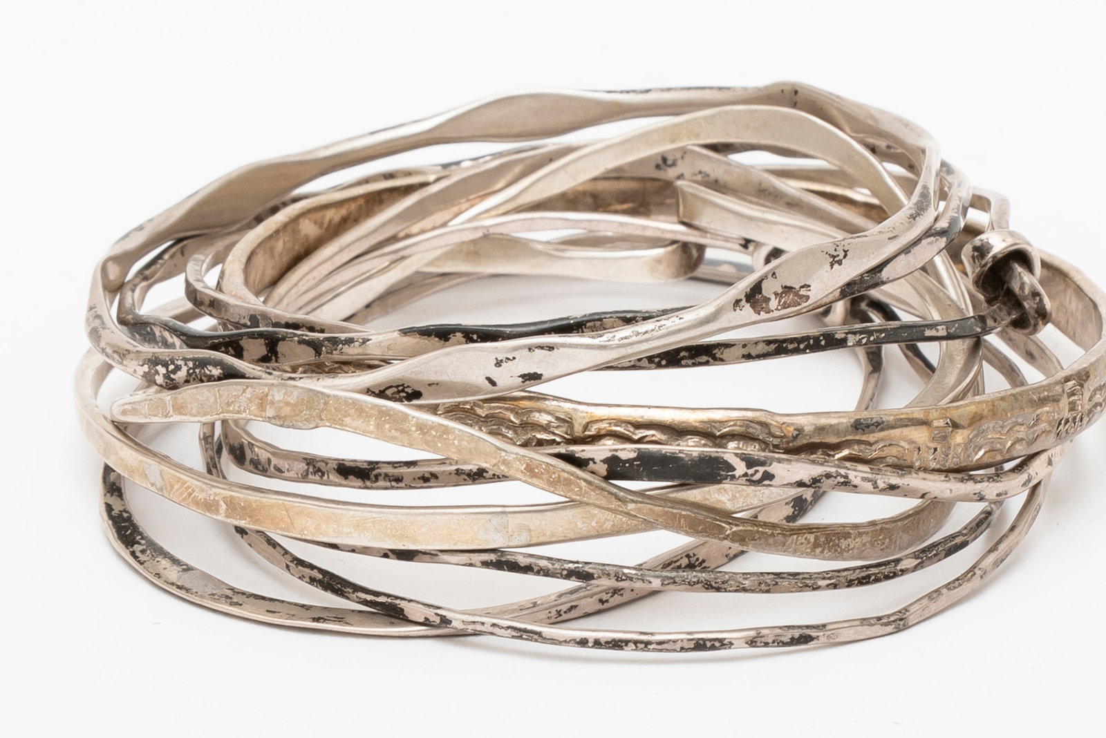 Ten Mexican Silver Bangles - 3