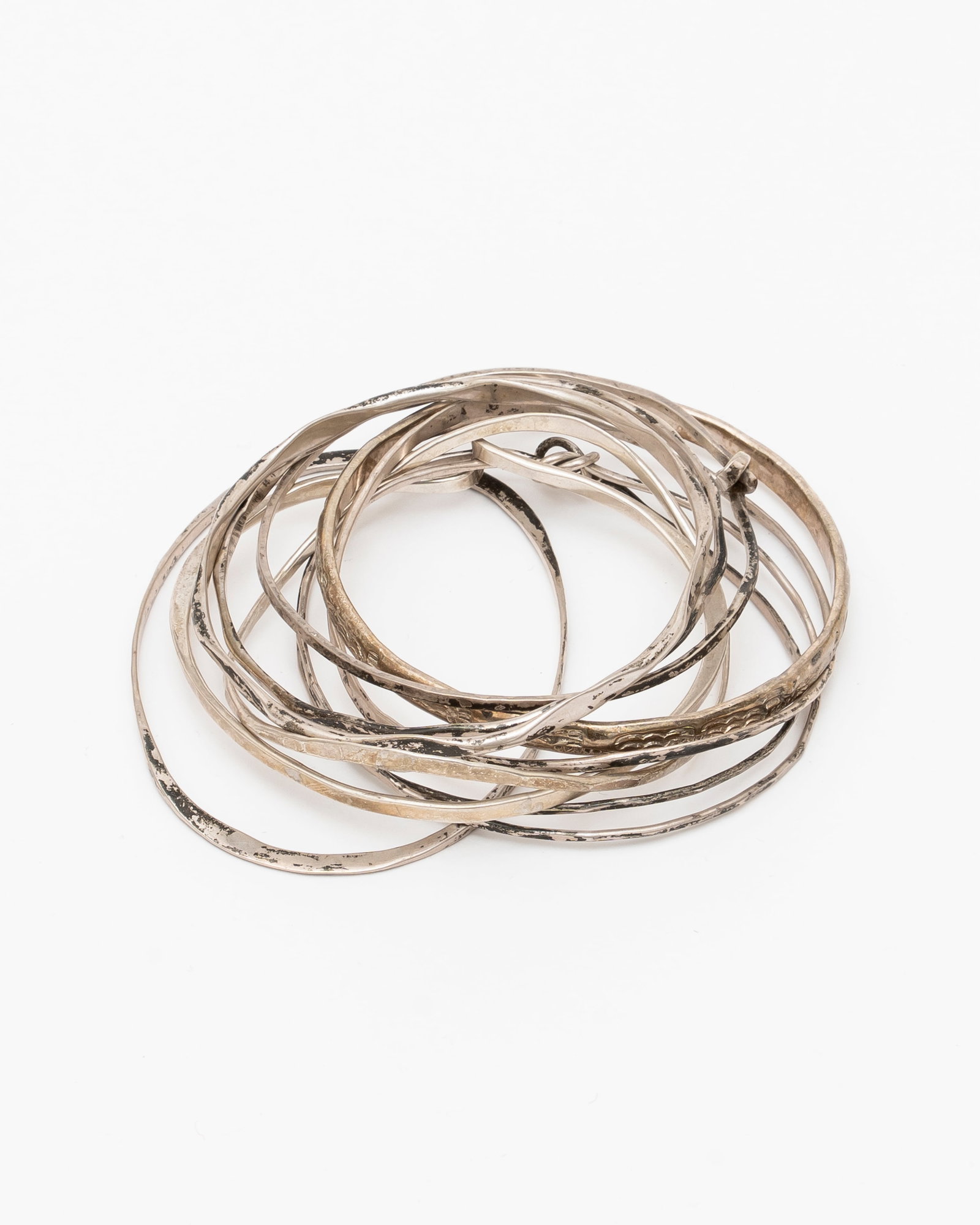 Ten Mexican Silver Bangles - 5