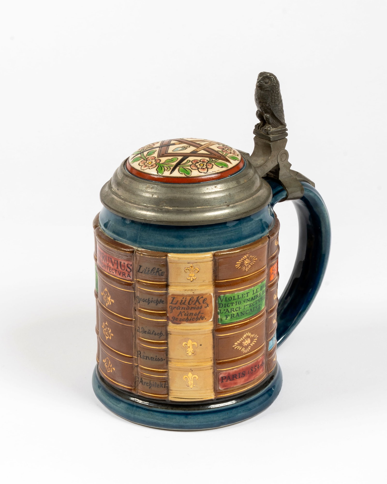 A V&B Mettlach Half Liter Stein; #2001 Book Theme with Masonic Top (1 of 20)