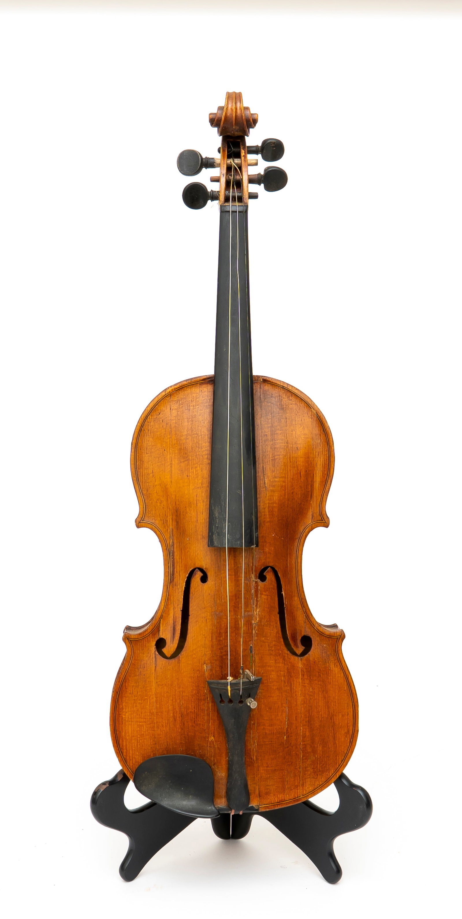 An Antique German Reproduction Violin: Antique reproduction with partial label, possibly Joseph Guarnerius, referencing Bartolomeo Giuseppe Guarneri (1698–1744). Full size, with case, but no bow.