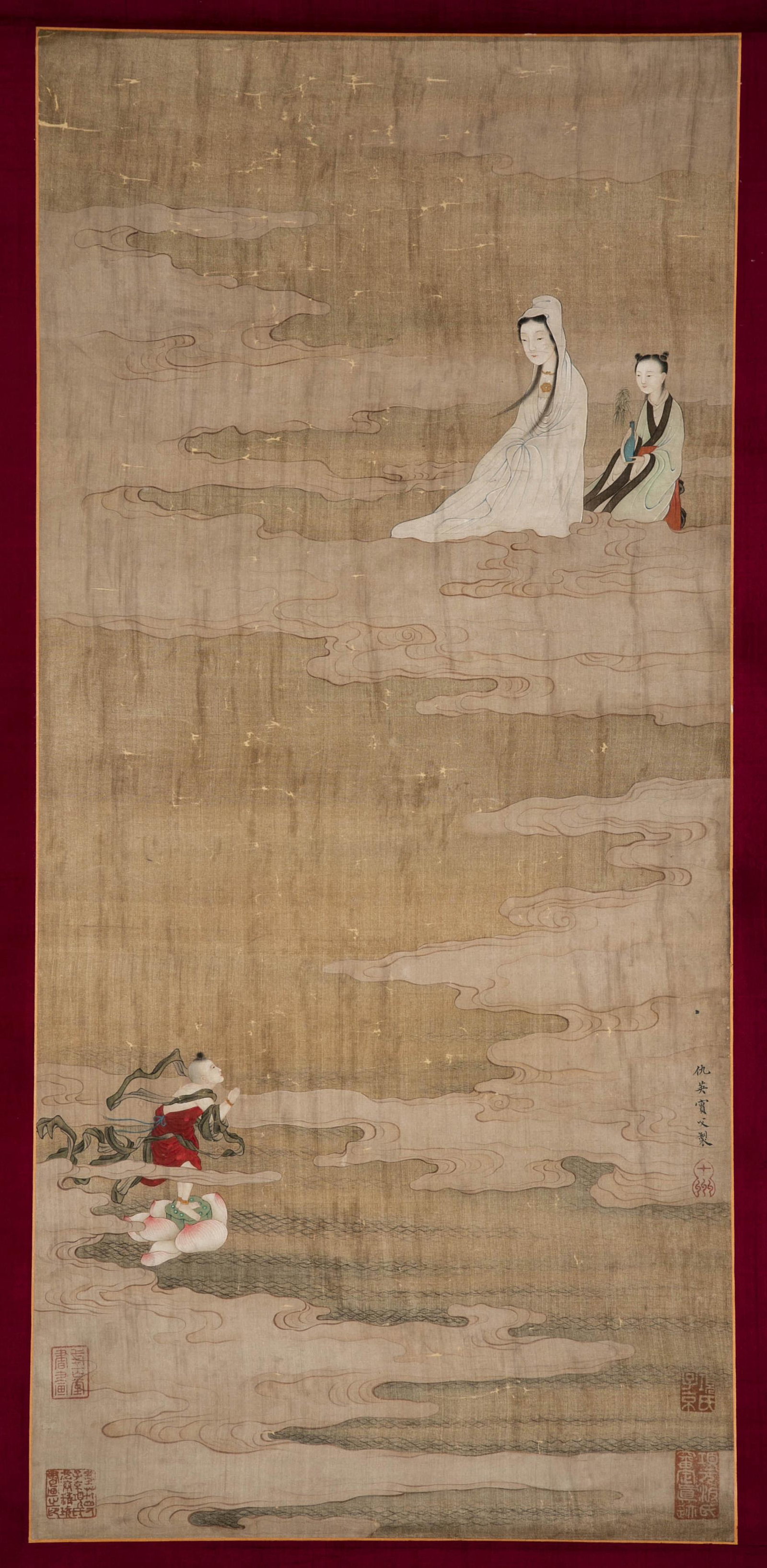 A FAIRY TALE PAINTING ON SILK BY QIU YING.: Fairy Tale Painting on Silk, Hand Painted by Qiu Ying.