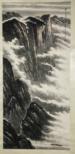 A LANDSCAPE PAINTING ON PAPER BY ZHAO WANGYUN.: Landscape Painting on Paper, Hand Painted by Zhao Wangyun.