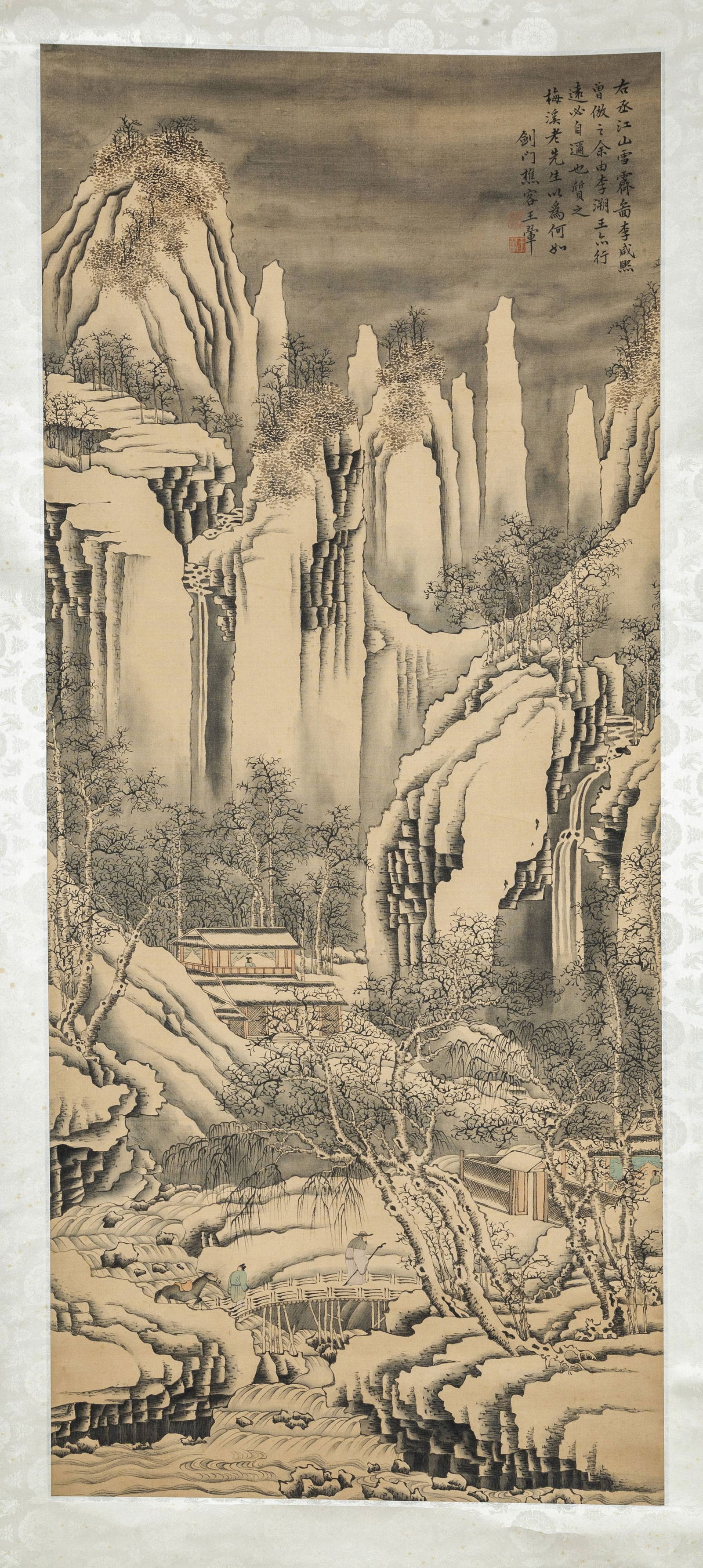A LANDSCAPE PAINTING ON SILK BY WANG HUI.王翬: Landscape Painting on Silk, Hand Painted by Wang Hui.王翬