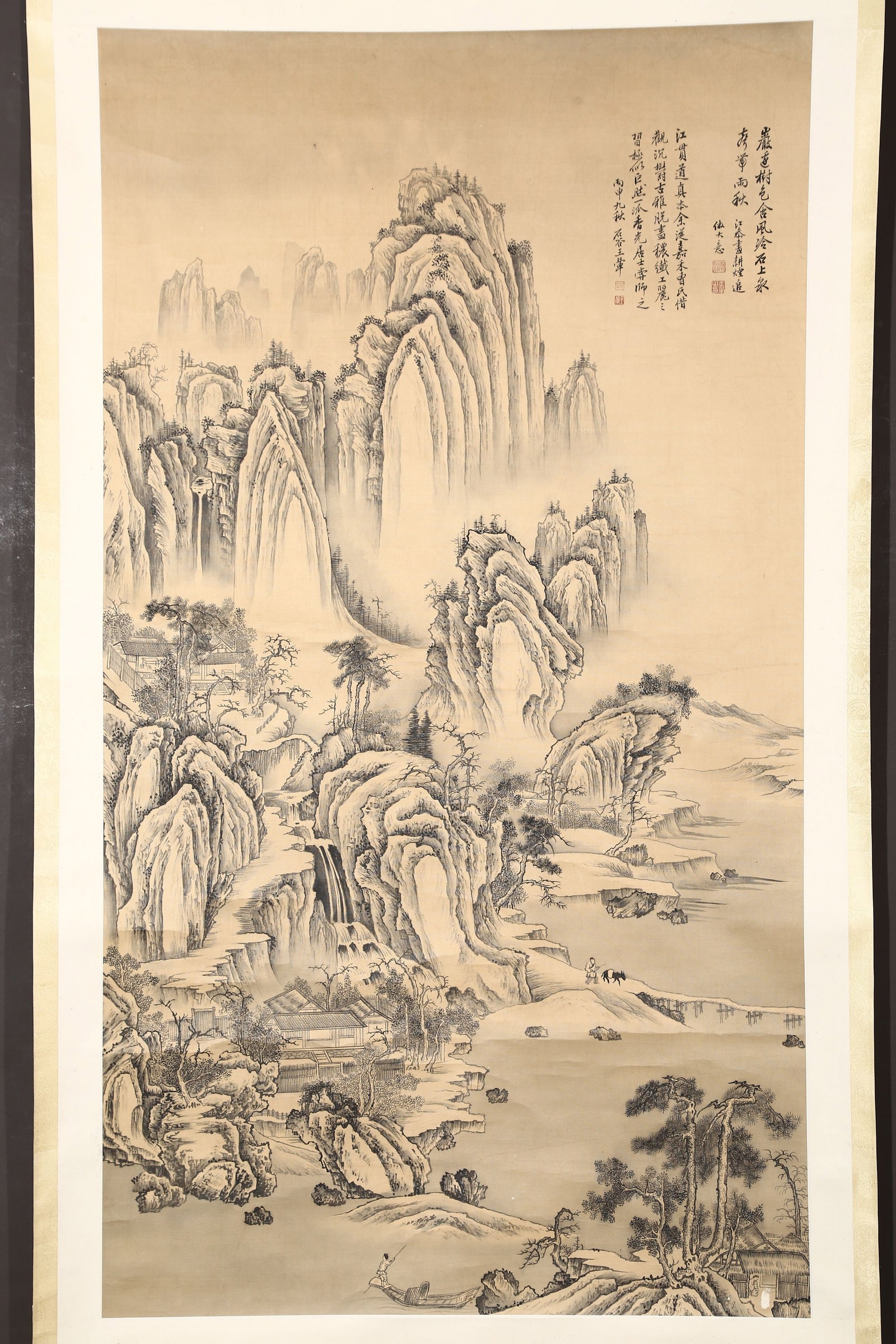 A LANDSCAPE PAINTING ON SILK BY WANG HUI.王翬: Landscape Painting on Silk, Hand Painted by Wang Hui.王翬