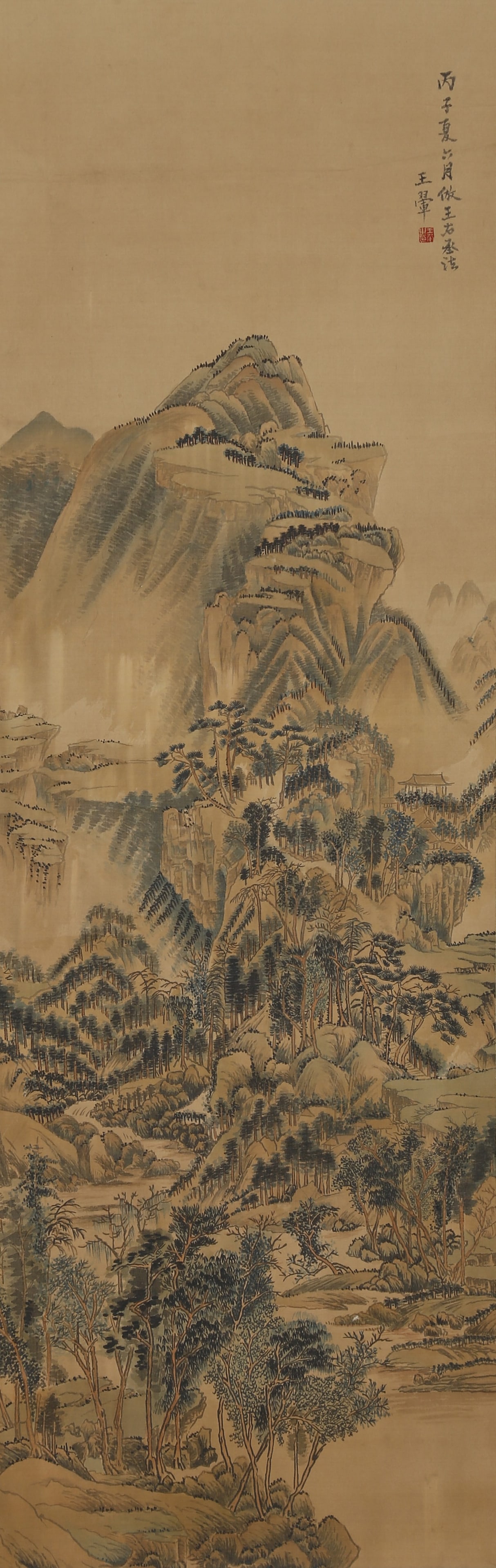 A LANDSCAPE PAINTING ON SILK BY WANG HUI.王翬: Landscape Painting on Silk, Hand Painted by Wang Hui.王翬