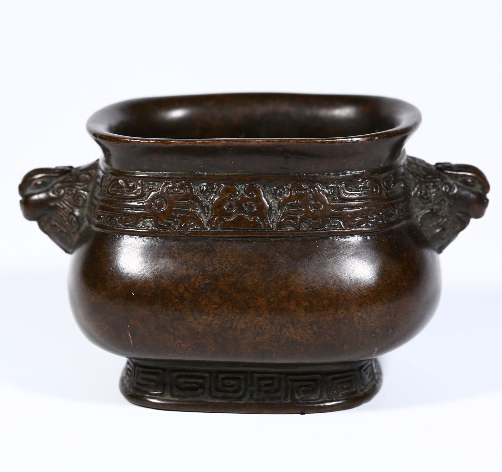 A BRONZE CENSER WITH DOUBLE EARS. (1 of 7)