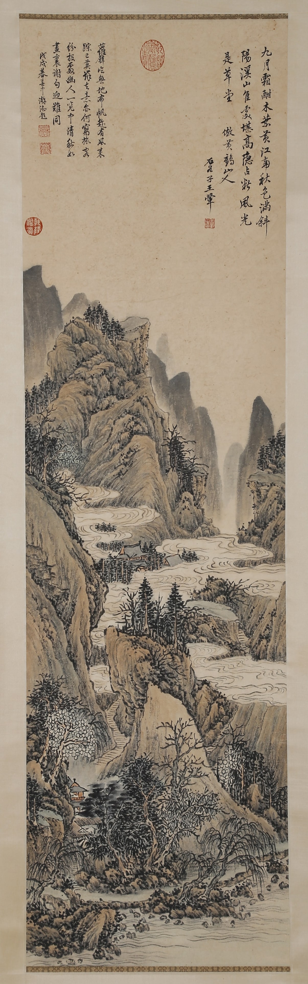 A LANDSCAPE PAINTING ON PAPER BY WANG HUI.王翬: Landscape Painting on Paper, Hand Painted by Wang Hui.王翬