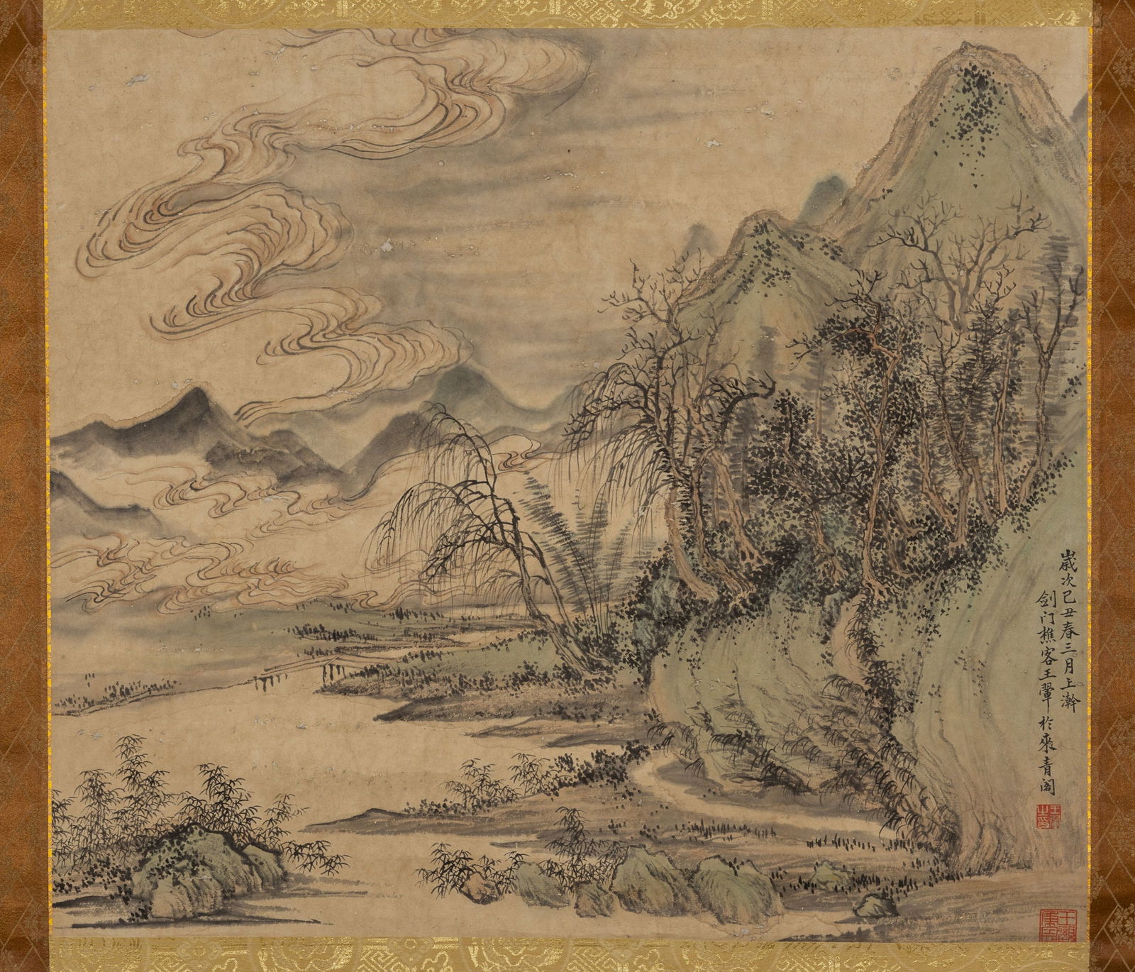 A LANDSCAPE PAINTING ON PAPER, BY WANG HUI.王翬: Landscape Painting on Paper, Painted by Wang Hui.王翬
