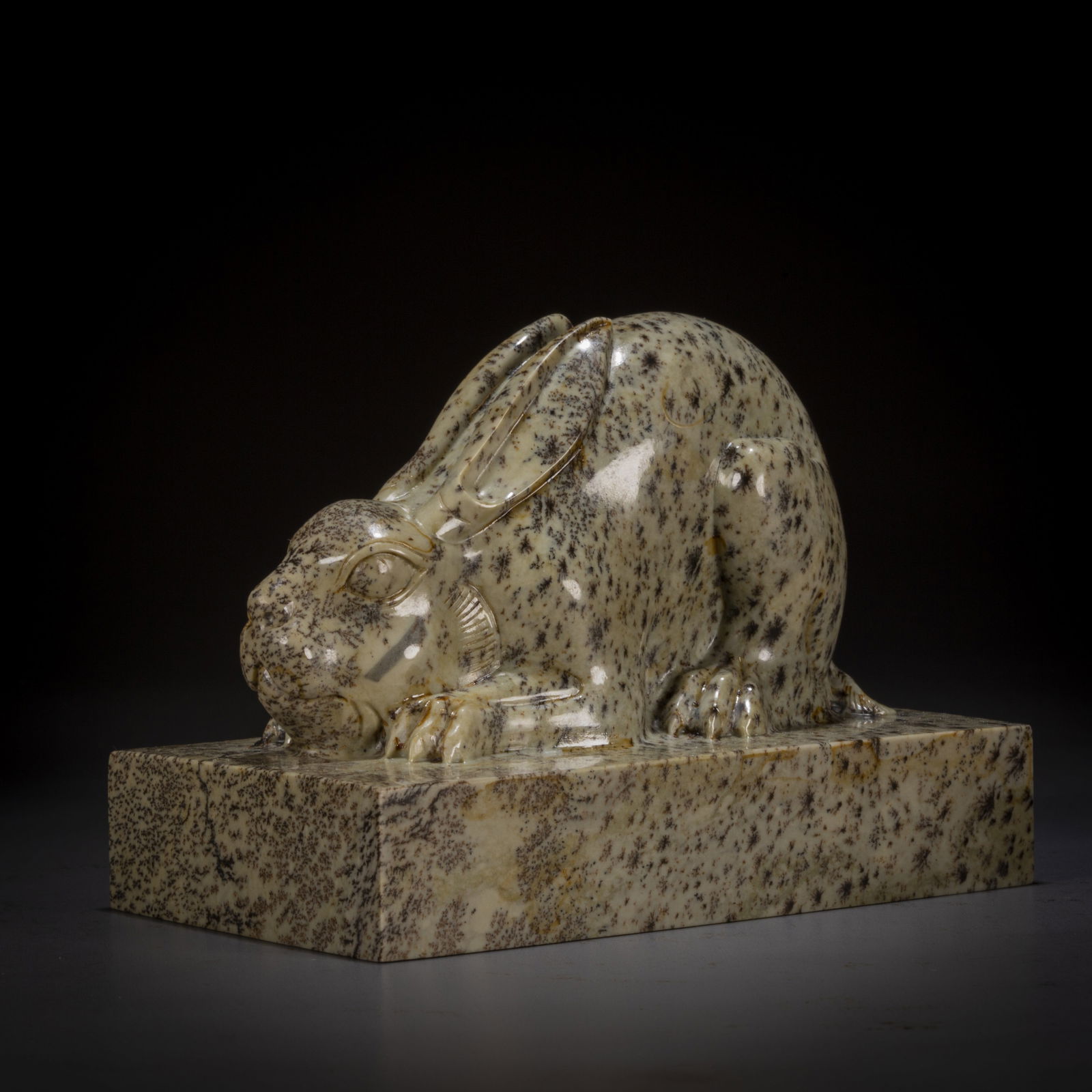 A STONE RABBIT CARVING PAPERWEIGHT. (1 of 8)