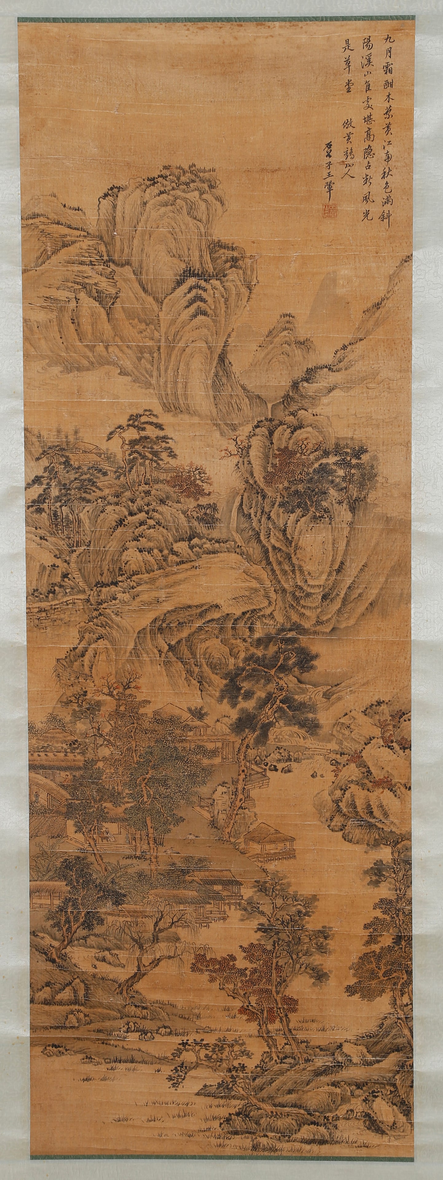 A LANDSCAPE PAINTING ON SILK, BY WANG HUI.王翬: Landscape Painting on Silk, Painted by Wang Hui.王翬