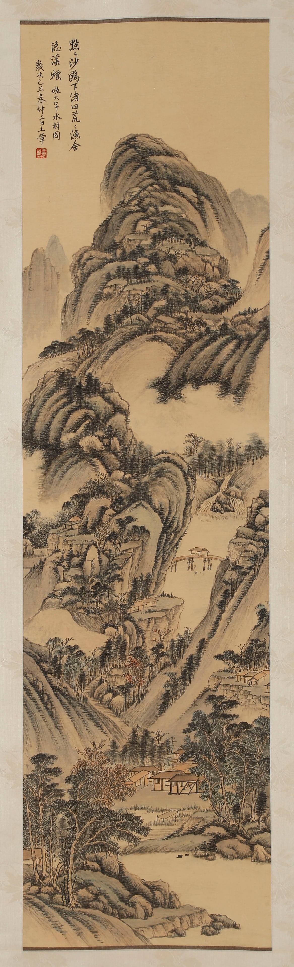 A LANDSCAPE PAINTING ON SILK, BY WANG HUI.王翬: Landscape Painting on Silk, Painted by Wang Hui.王翬