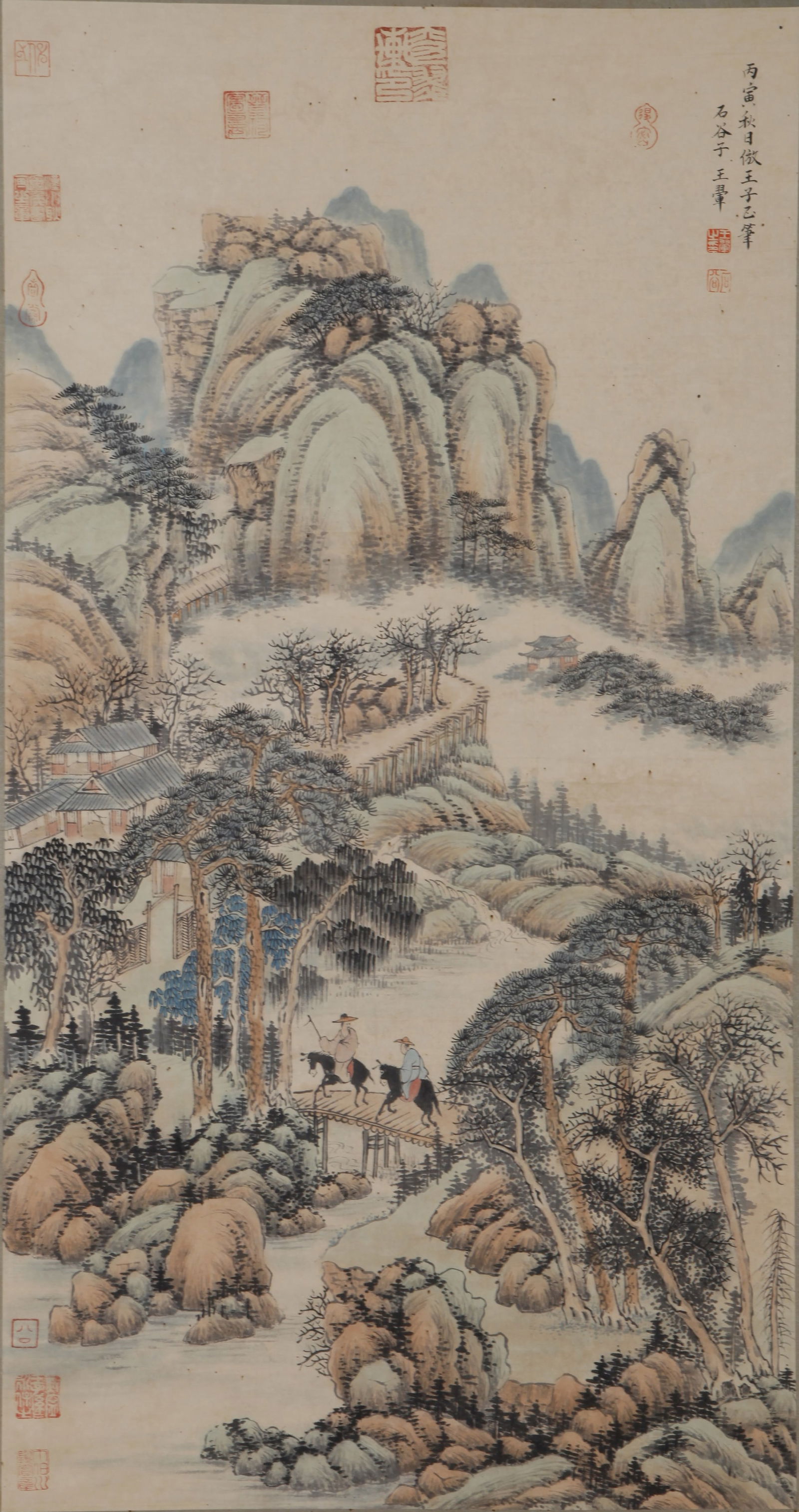 A LANDSCAPE PAINTING ON PAPER, BY WANG HUI.王翬: Landscape Painting on Paper, Painted by Wang Hui.王翬