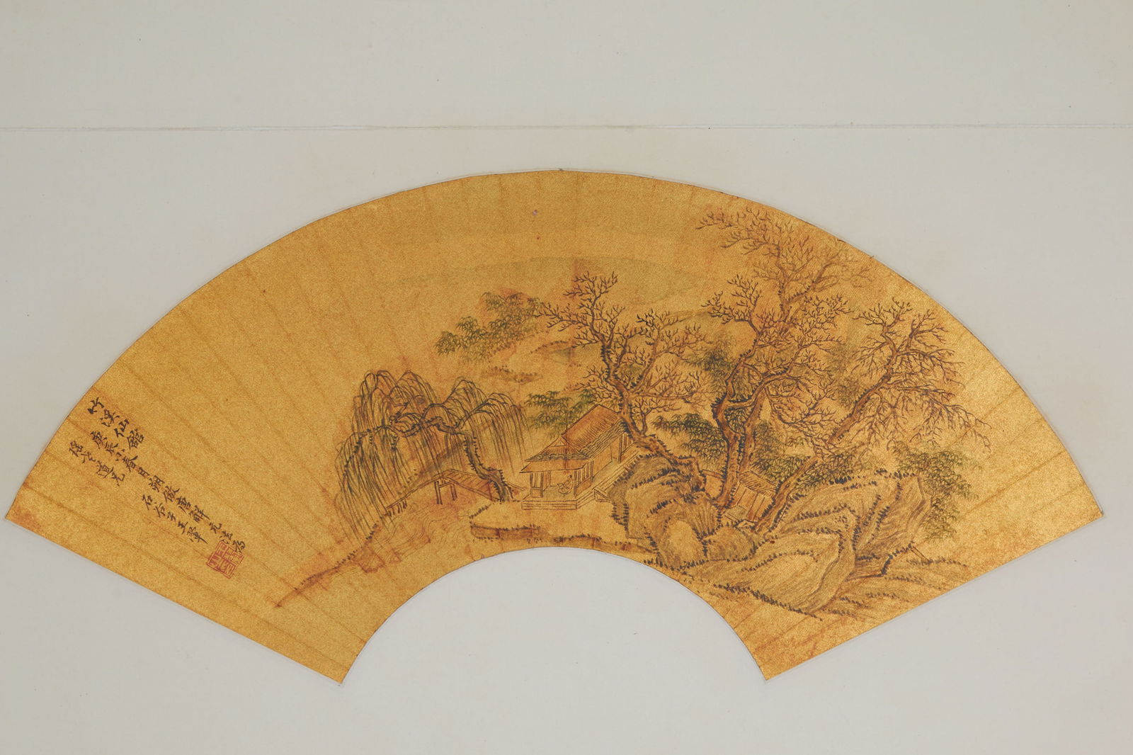 A PAPER PAINTING BY WANG HUI OF BAMBOO STREAM IMMORTAL PAVILION (MIRROR IMAGE).王翚: Paper Painting by Wang Hui of Bamboo Stream Immortal Pavilion (Mirror Image).王翚