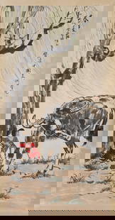A PAPER PAINTING OF A FIGURE BY XU BEIHONG.徐悲鸿: Paper painting of a figure by Xu Beihong.徐悲鸿