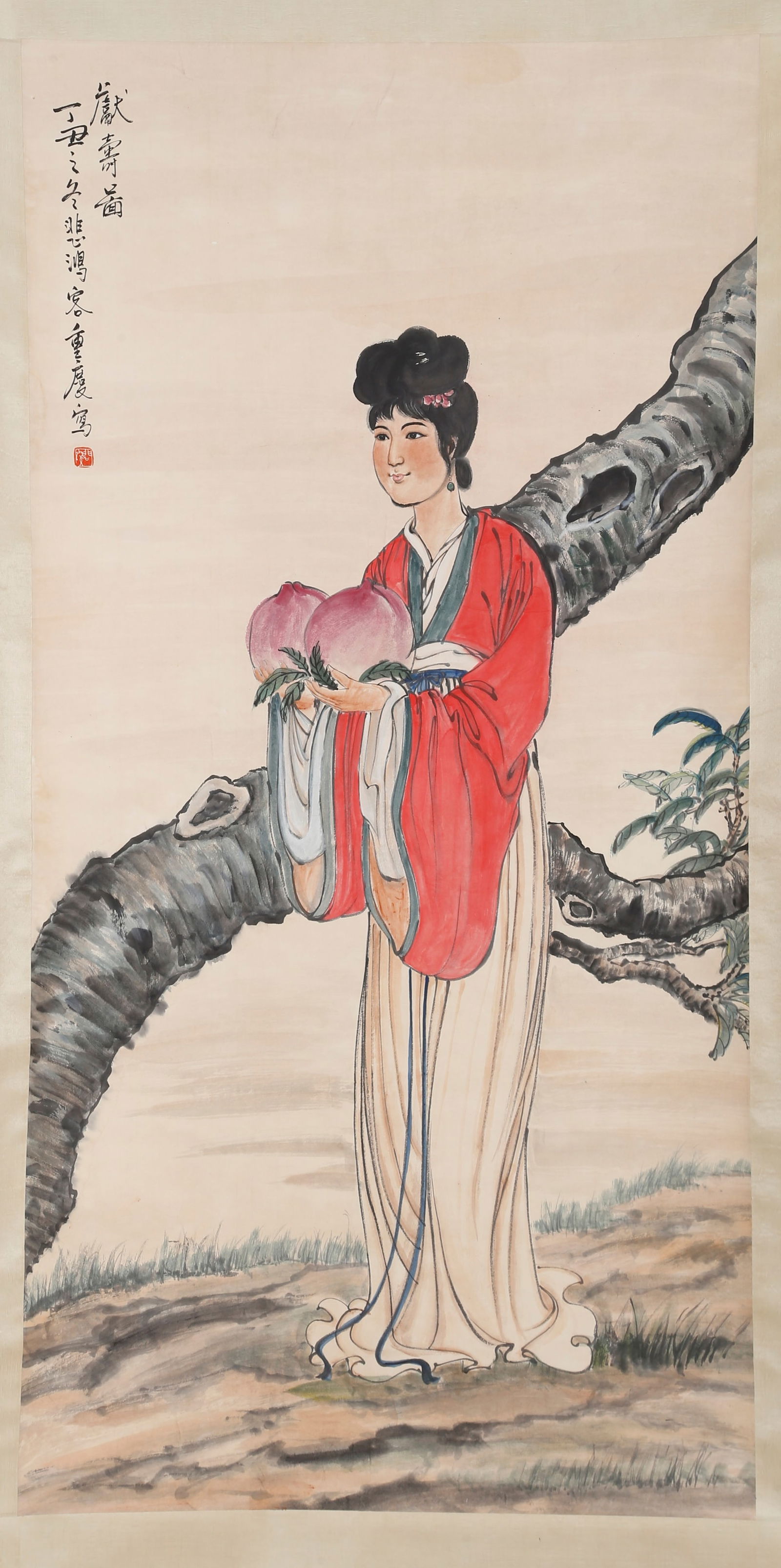A PAPER PAINTING OF A LADY BY XU BEIHONG.徐悲鸿: Paper painting of a lady by Xu Beihong.徐悲鸿