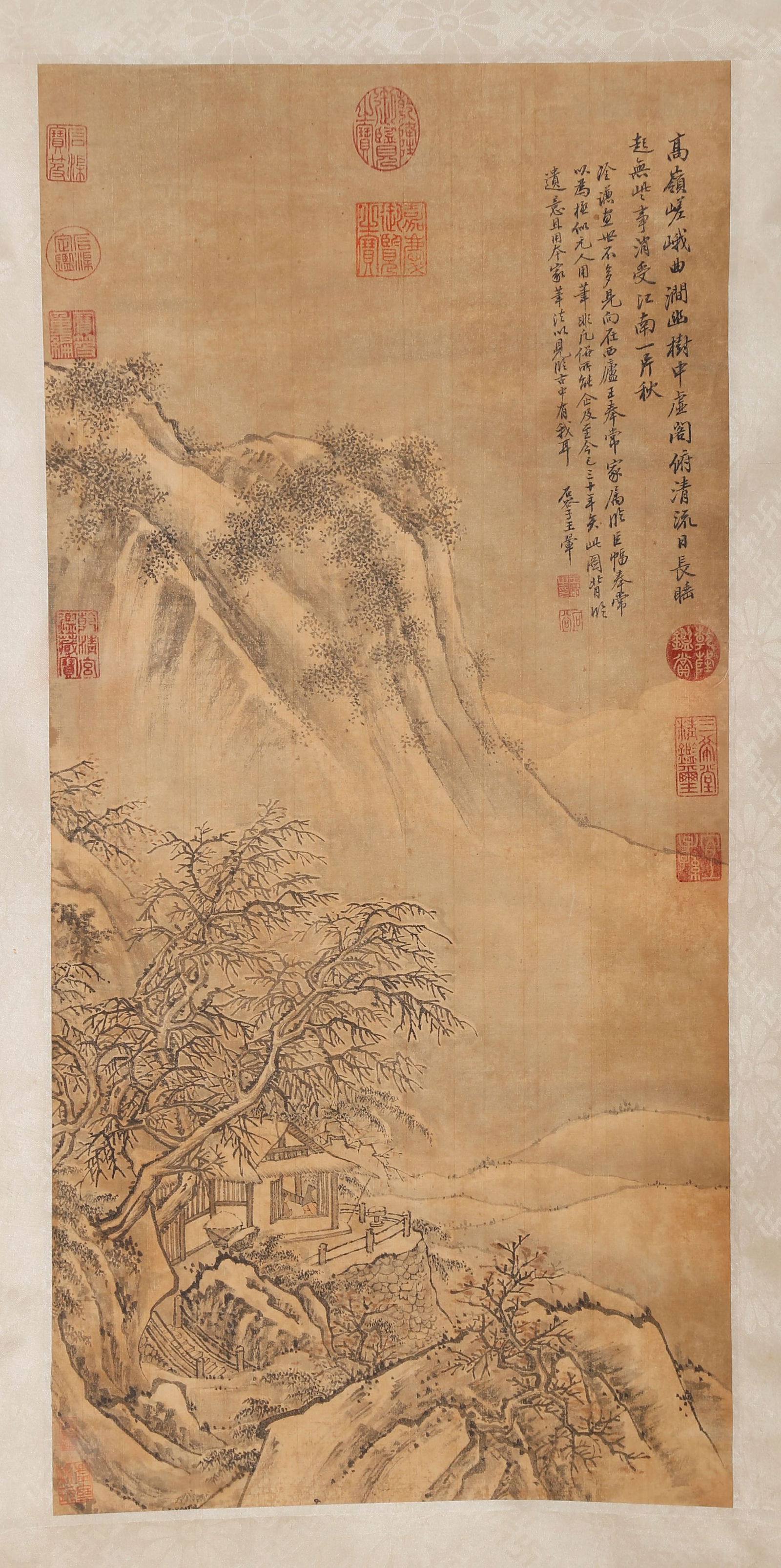 A SILK PAINTING OF LANDSCAPES BY WANG HUI.王翚: Silk painting of landscapes by Wang Hui.王翚