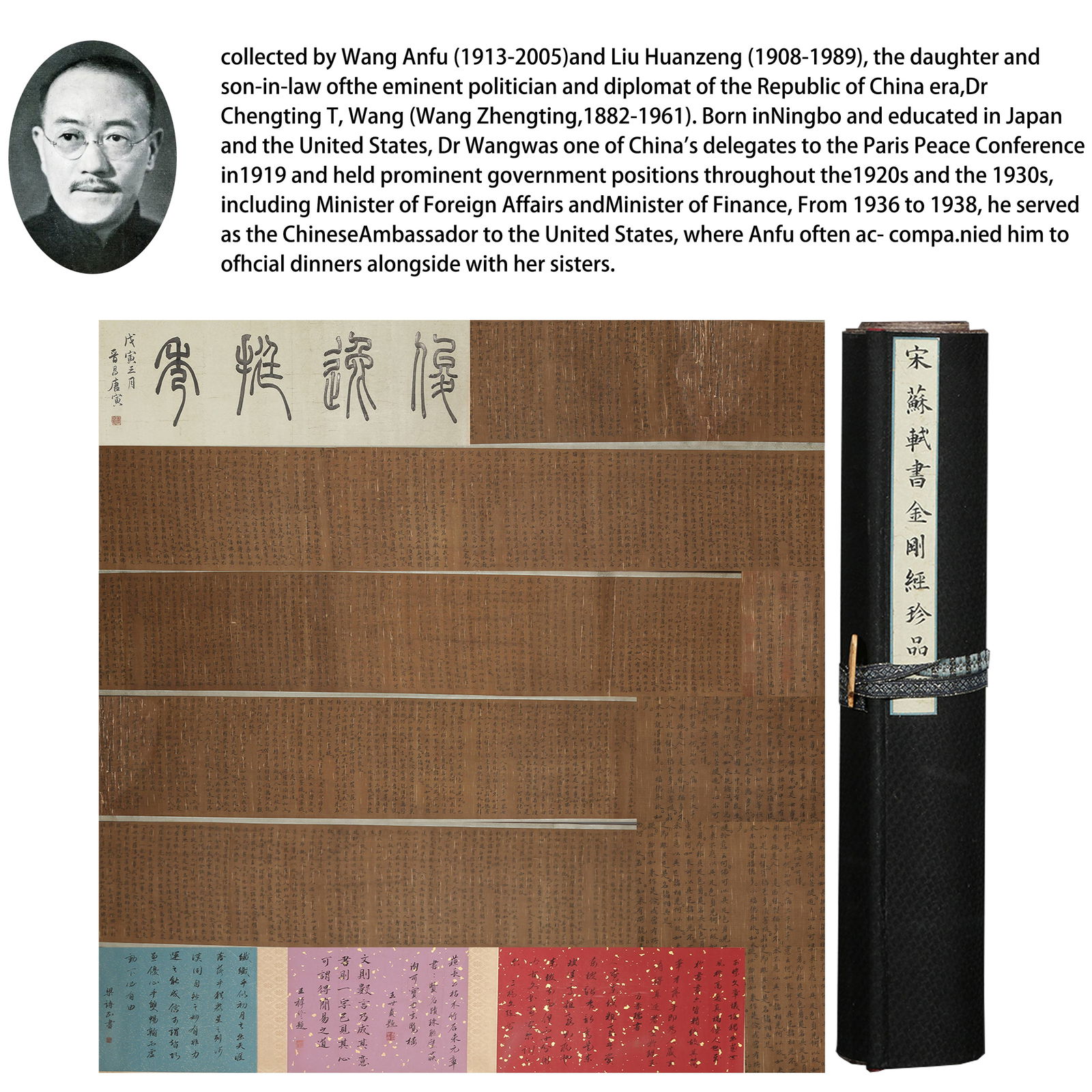 A SILK HANDSCROLL OF SU SHI’S CALLIGRAPHY AND THE DIAMOND SUTRA.苏轼 (1 of 20)