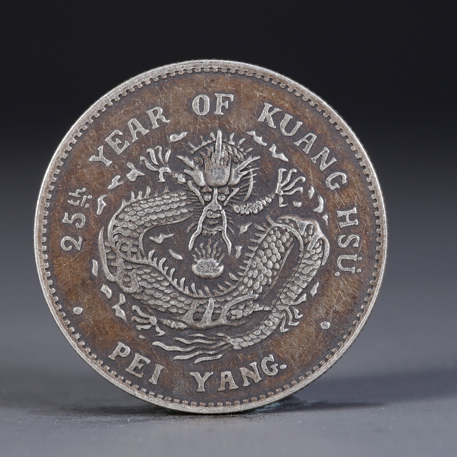 A SILVER DOLLAR COIN.: One silver dollar coin.