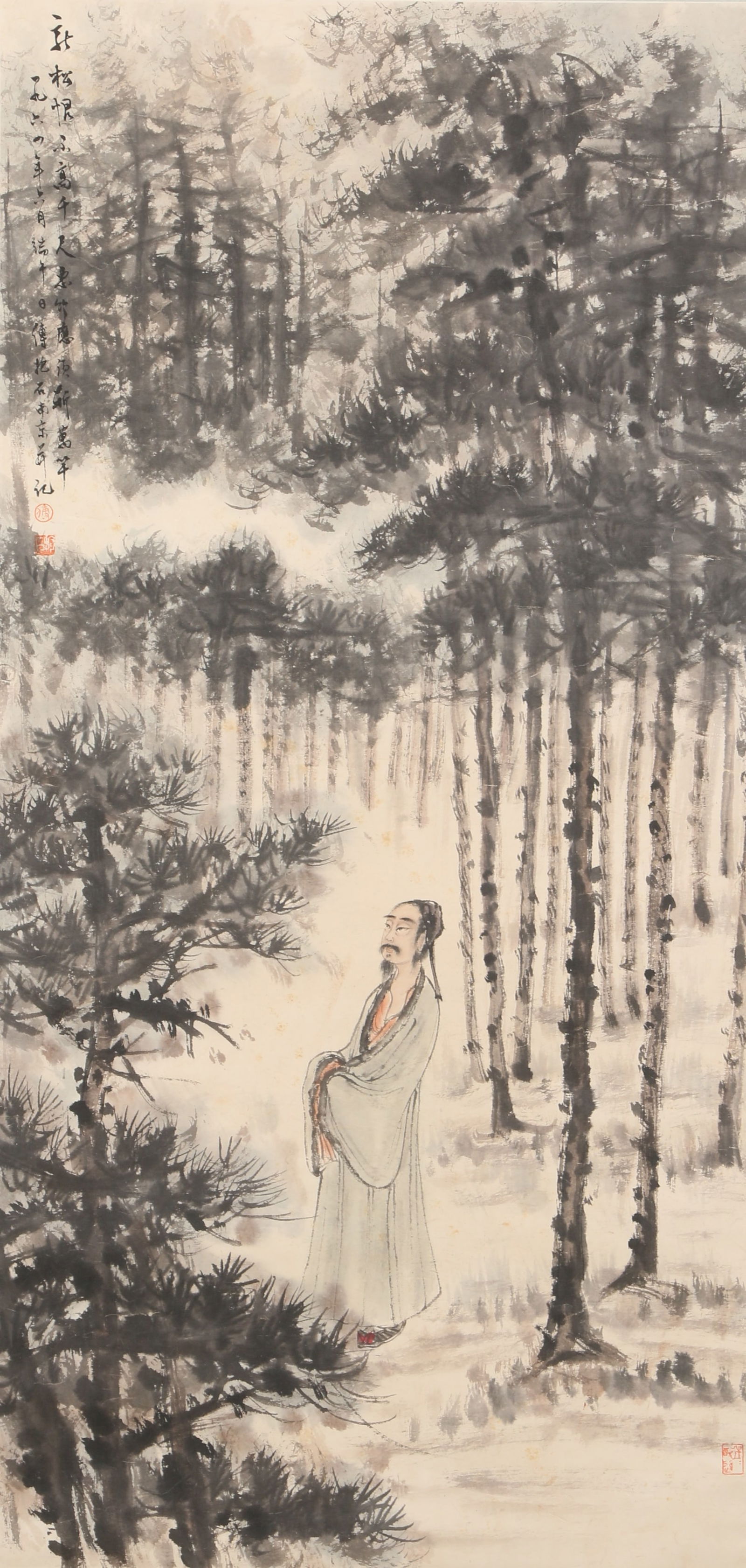A PAPER PAINTING OF FIGURE STORIES BY FU BAOSHI.傅抱石: Paper painting of figure stories by Fu Baoshi.傅抱石
