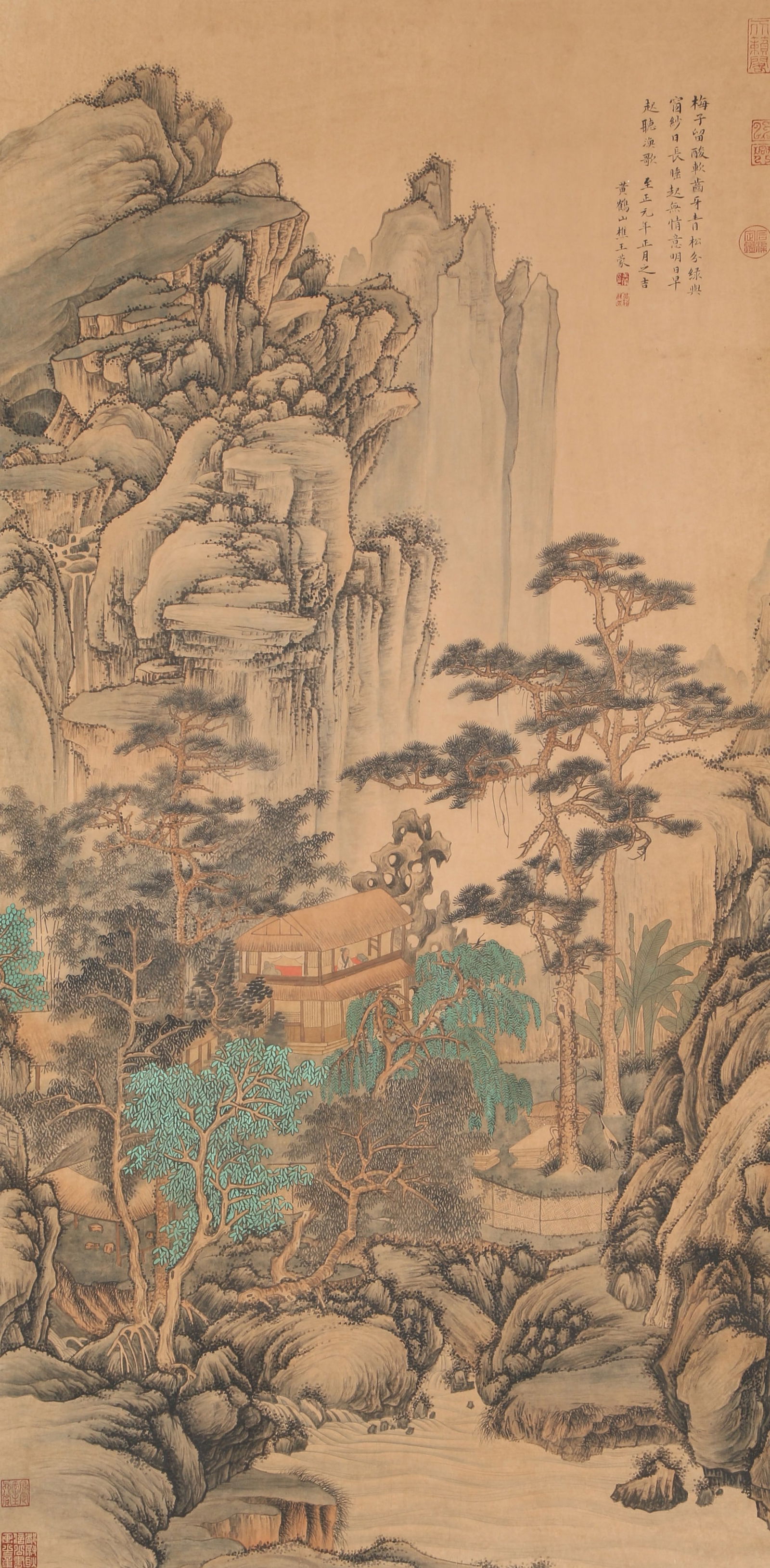 A LANDSCAPE PAINTING ON PAPER BY WANG MENG.王蒙: Landscape Painting on Paper by Wang Meng.王蒙