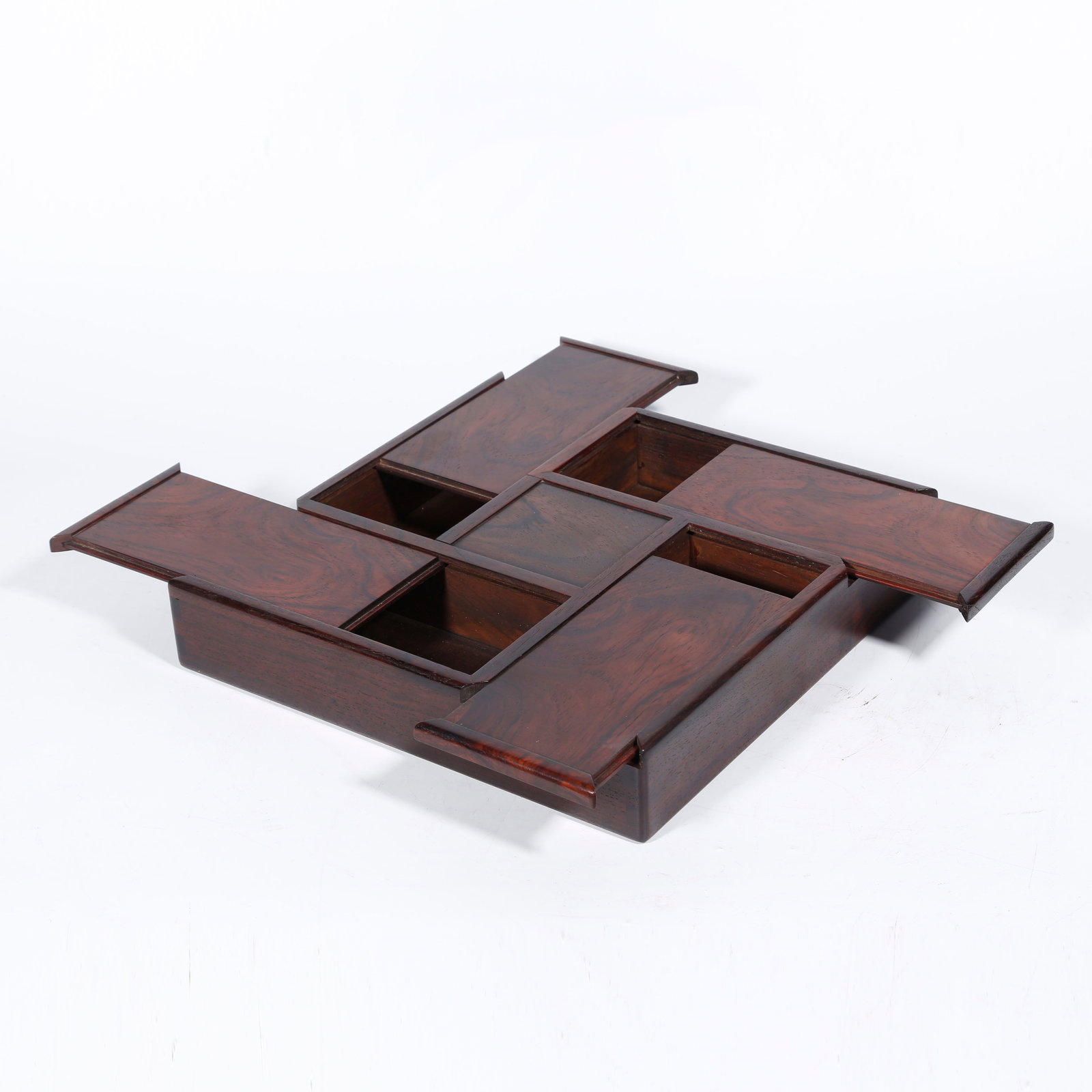 A ZITAN WOOD TREASURE COVERED BOX: Zitan Wood Treasure Covered Box