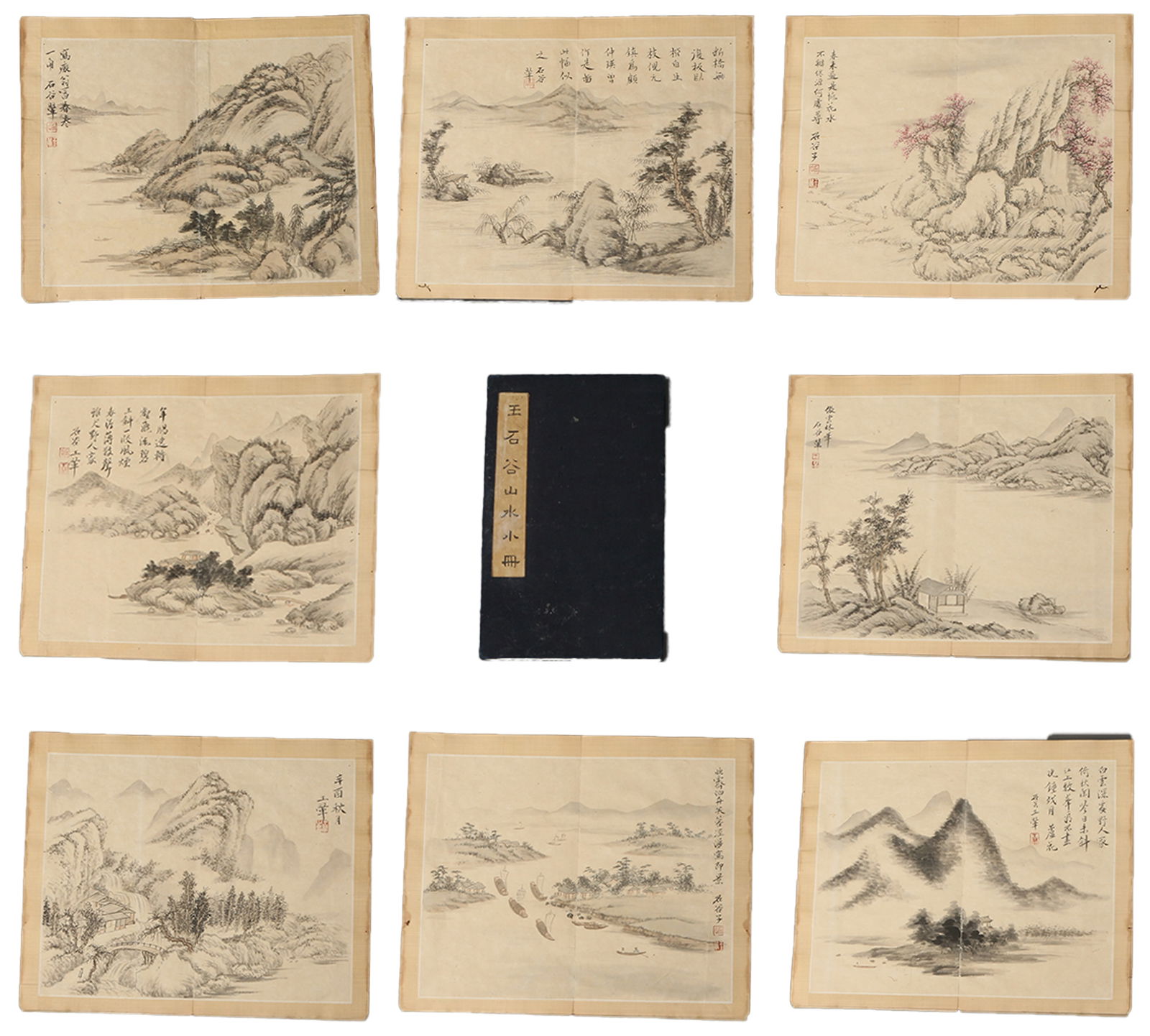 A PAPER LANDSCAPE ALBUM PAGES (10 PAGES) BY WANG HUI.王翚: Paper Landscape Album Pages (10 pages) by Wang Hui.王翚