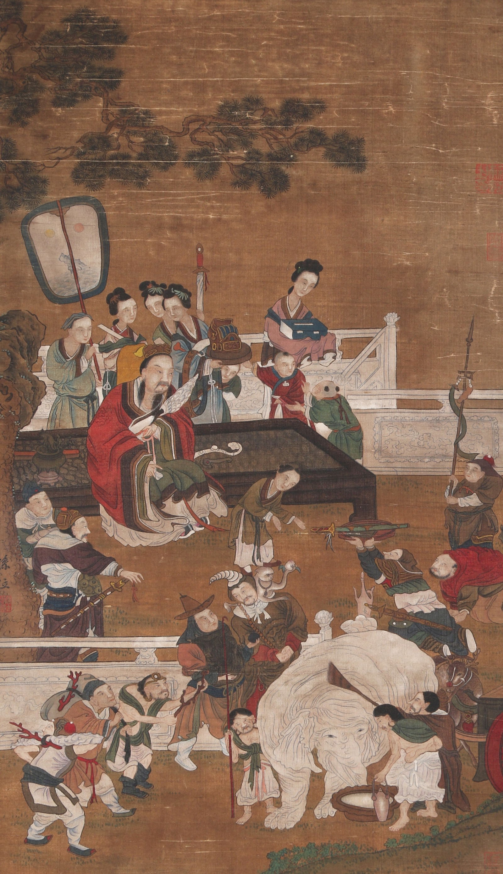 A NARRATIVE FIGURE PAINTING ON SILK BY SUN WEI.孙位: Narrative Figure Painting on Silk by Sun Wei.孙位